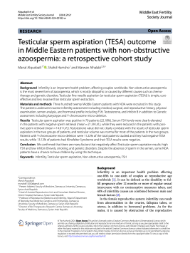 Testicular sperm aspiration (TESA) outcome in Middle Eastern patients with non-obstructive azoospermia: a retrospective cohort study