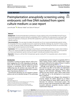 Preimplantation aneuploidy screening using embryonic cell-free DNA isolated from spent culture medium: a case report